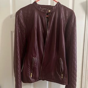 XL Black Rivet Wine Colored Motor Jacket